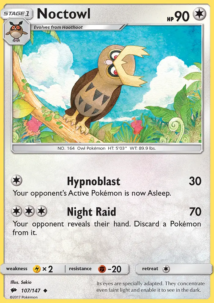 Noctowl Uncommon Pokemon card #107 from Burning Shadows