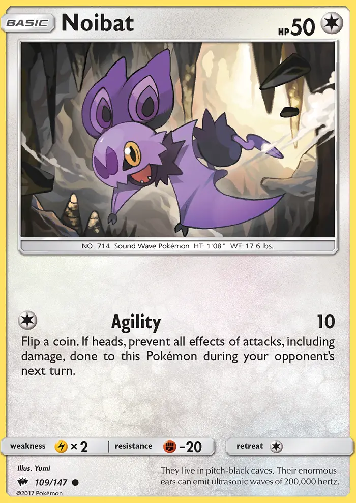 Noibat Common Pokemon card #109 from Burning Shadows