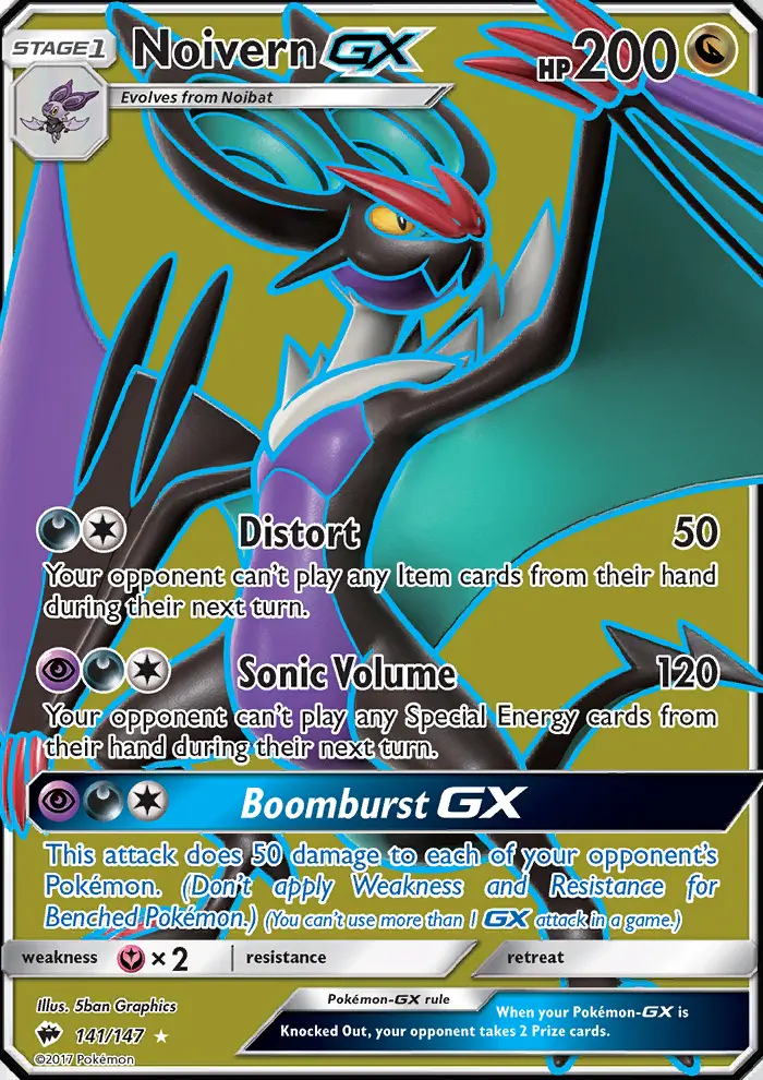 Noivern GX Ultra Rare Pokemon card #141 from Burning Shadows
