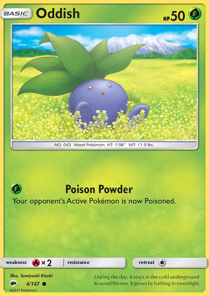 Oddish Common Pokemon card #4 from Burning Shadows