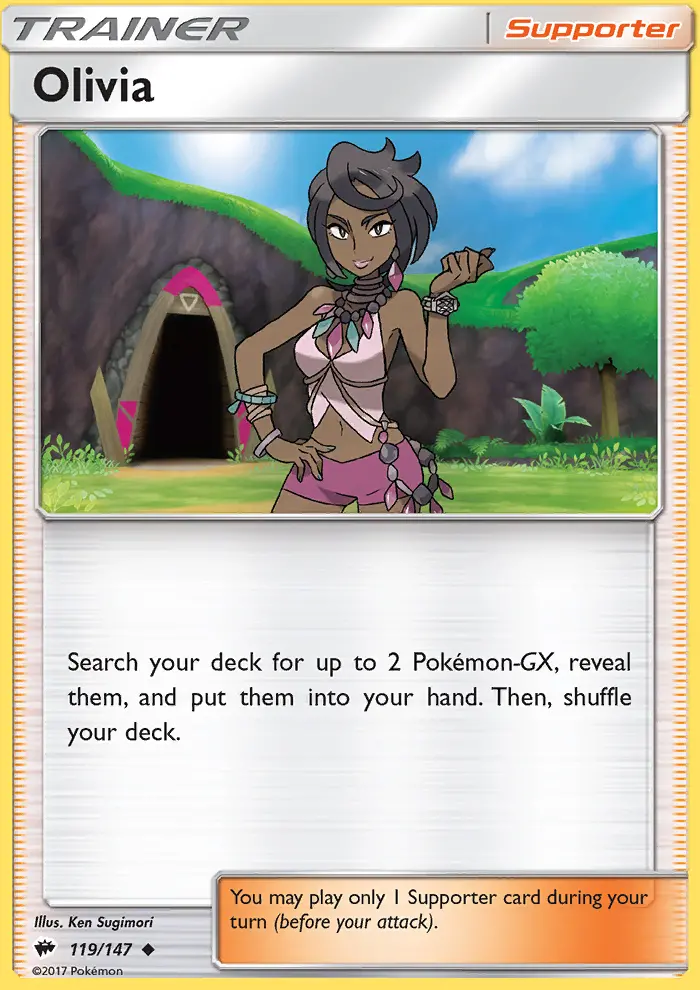 Olivia Uncommon Pokemon card #119 from Burning Shadows