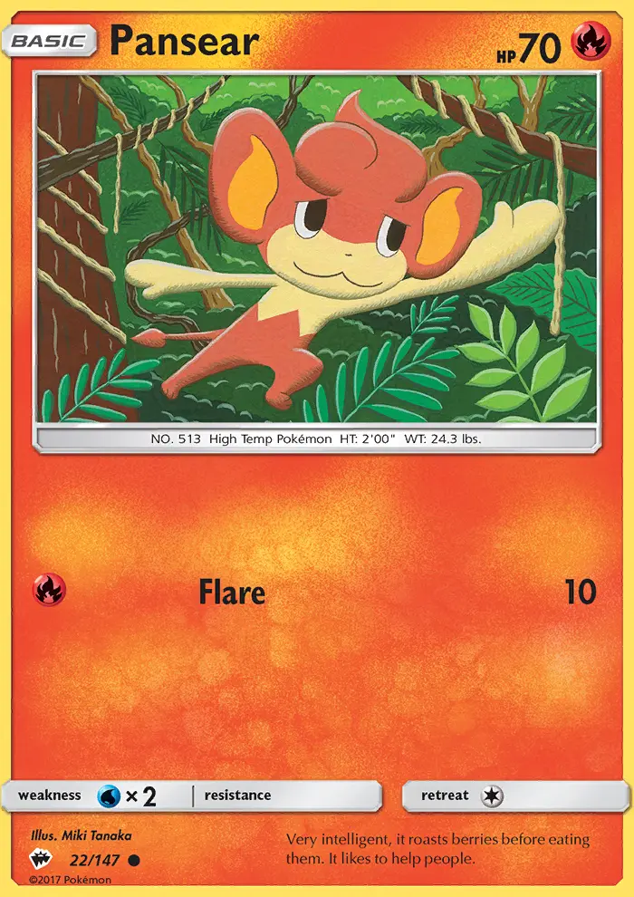 Pansear Common Pokemon card #22 from Burning Shadows