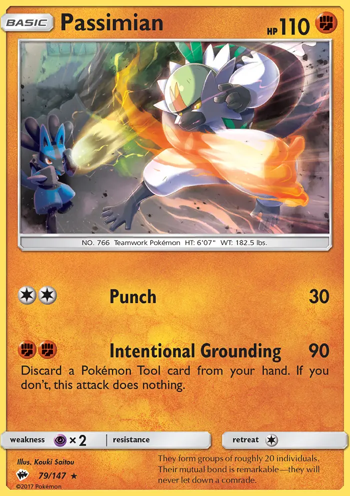 Passimian Rare Pokemon card #79 from Burning Shadows