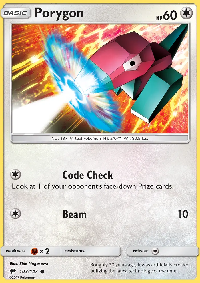 Porygon Common Pokemon card #103 from Burning Shadows