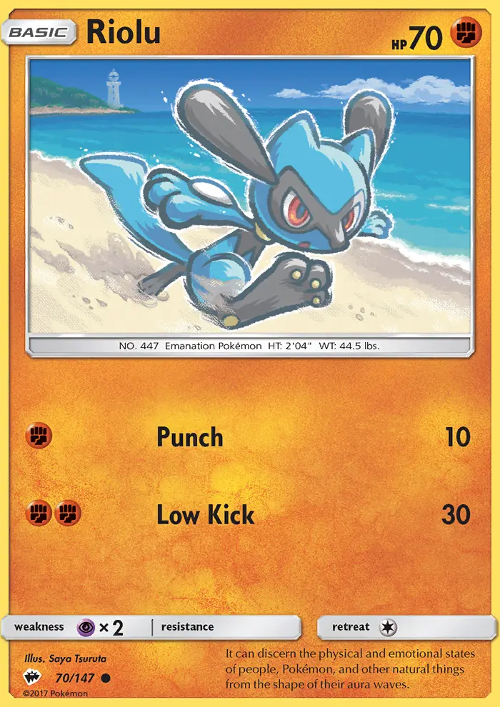 Riolu Common Pokemon card #70 from Burning Shadows