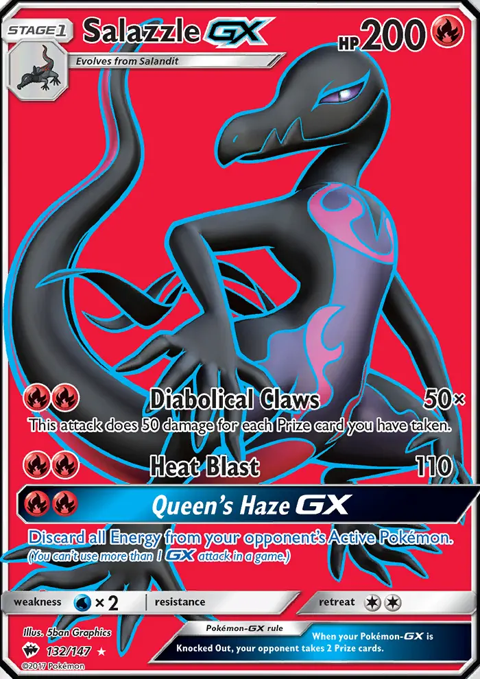 Salazzle GX Ultra Rare Pokemon card #132 from Burning Shadows