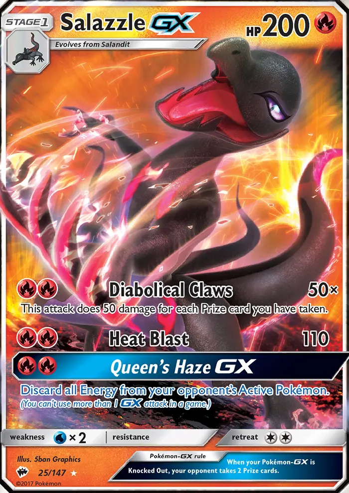 Salazzle GX Ultra Rare Pokemon card #25 from Burning Shadows