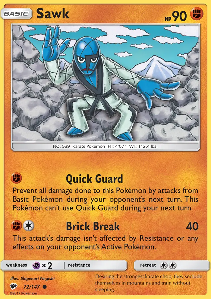Sawk Common Pokemon card #72 from Burning Shadows