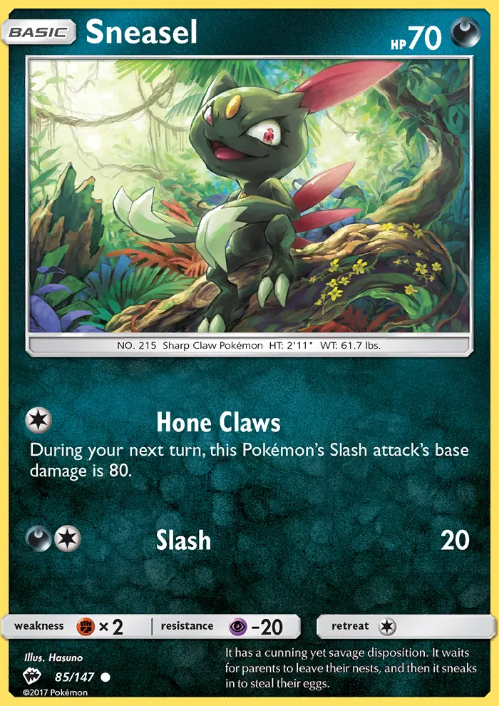 Sneasel Common Pokemon card #85 from Burning Shadows