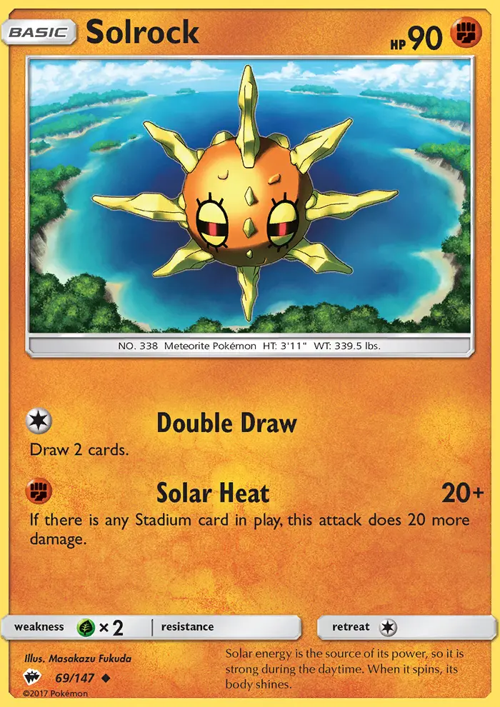 Solrock Uncommon Pokemon card #69 from Burning Shadows
