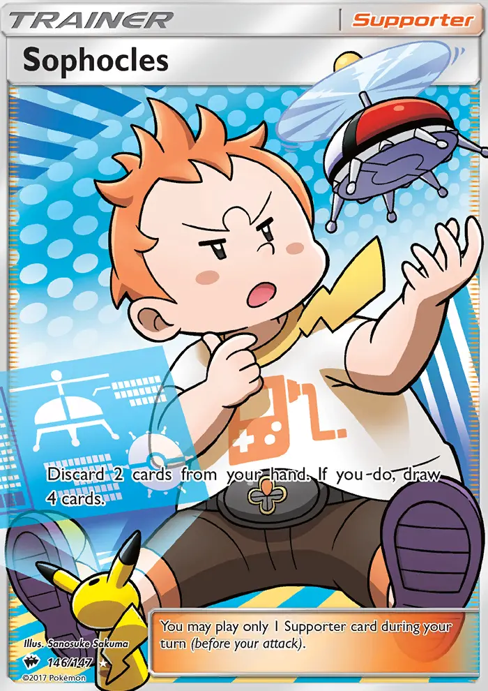 Sophocles Ultra Rare Pokemon card #146 from Burning Shadows