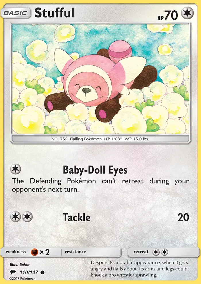 Stufful Common Pokemon card #110 from Burning Shadows