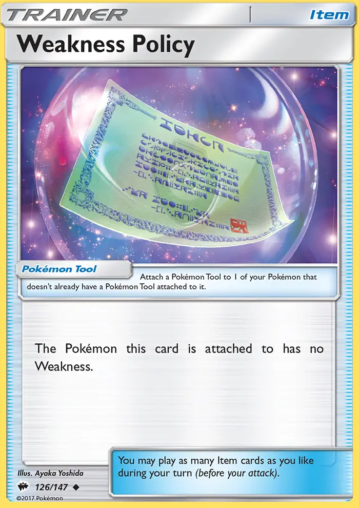 Weakness Policy Uncommon Pokemon card #126 from Burning Shadows