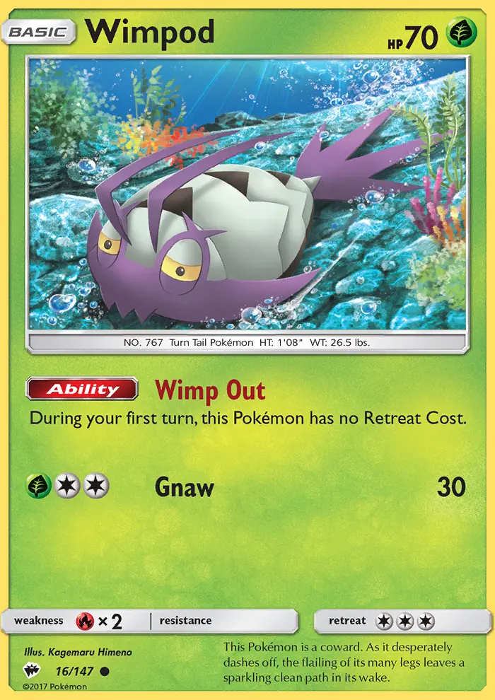 Wimpod Common Pokemon card #16 from Burning Shadows