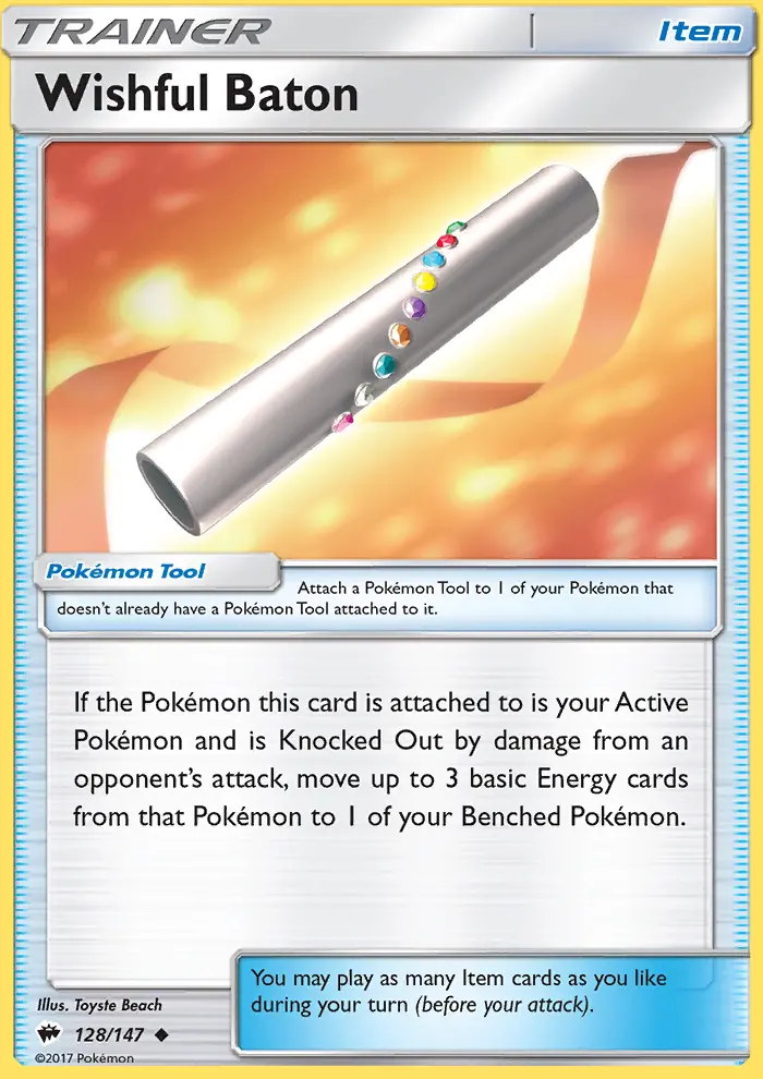 Wishful Baton Uncommon Pokemon card #128 from Burning Shadows