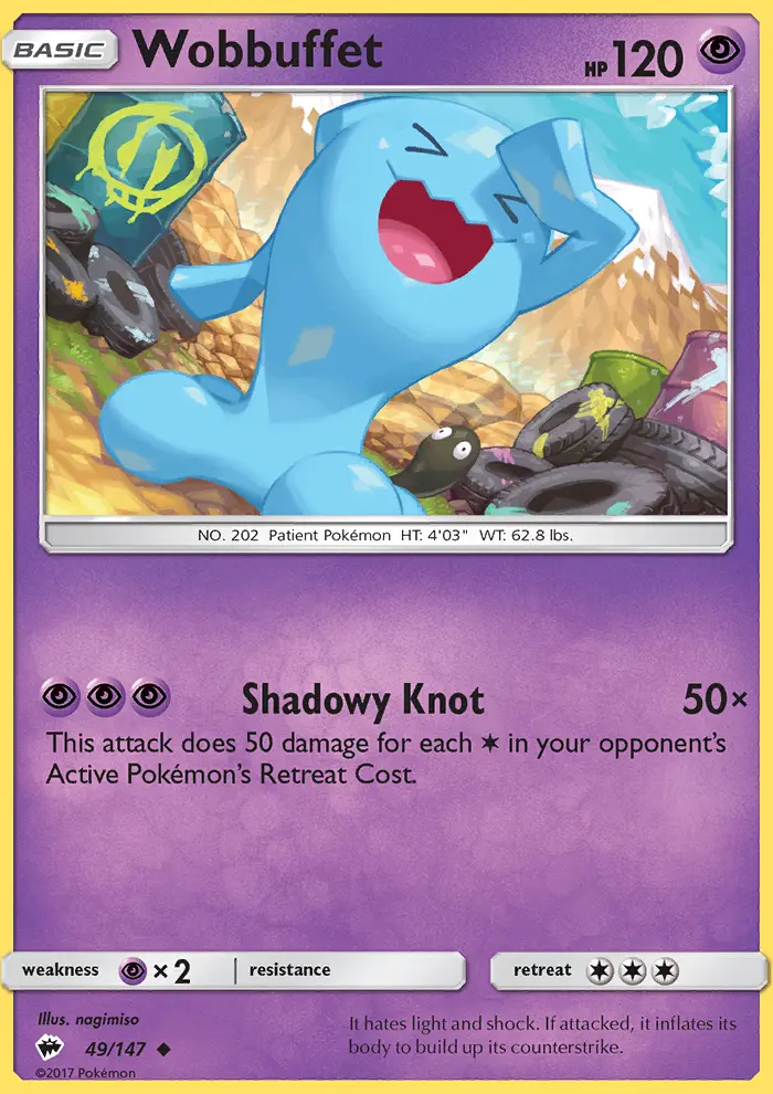 Wobbuffet Uncommon Pokemon card #49 from Burning Shadows