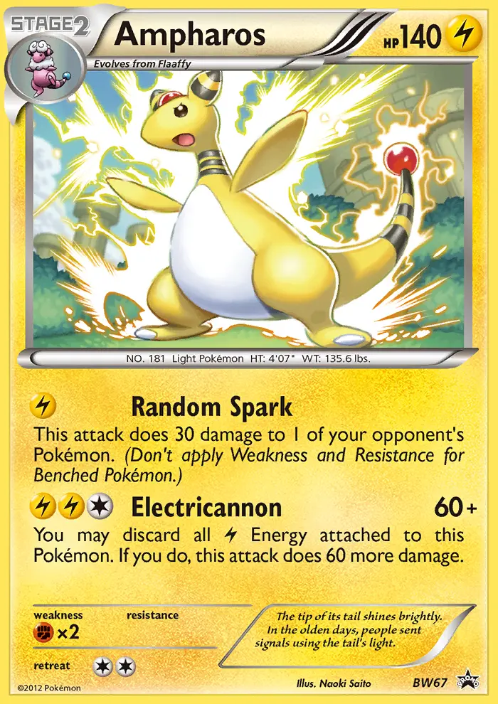 Ampharos Common Pokemon card #BW67 from BW Black Star Promos
