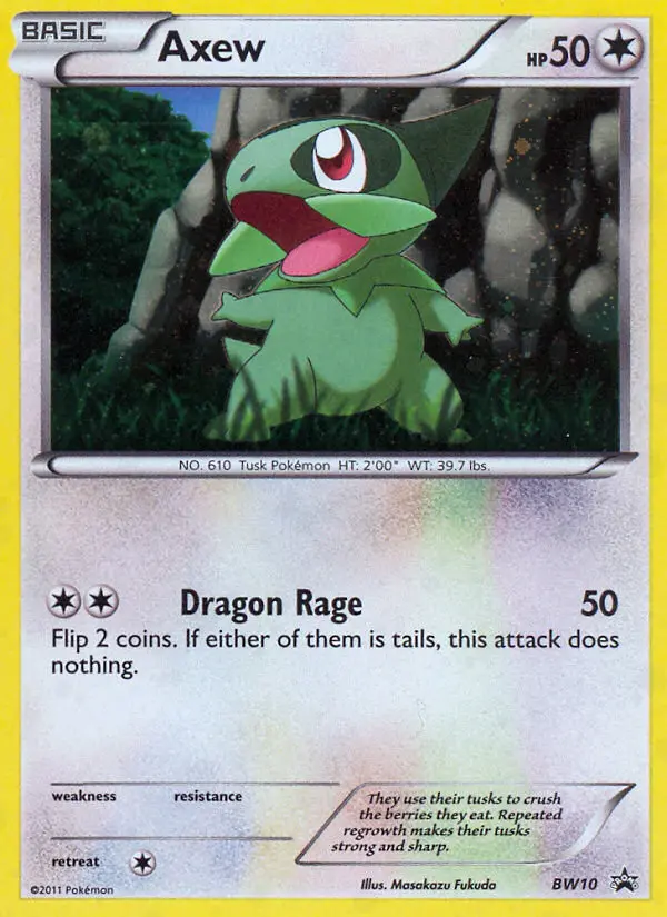 Axew Common Pokemon card #BW10 from BW Black Star Promos