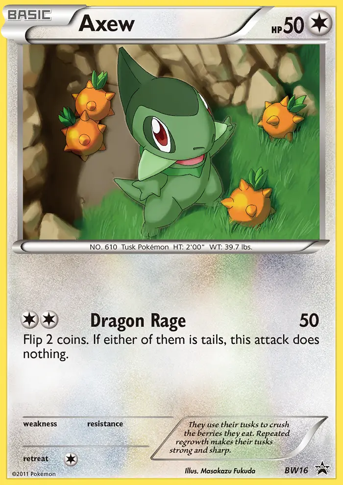 Axew Common Pokemon card #BW16 from BW Black Star Promos