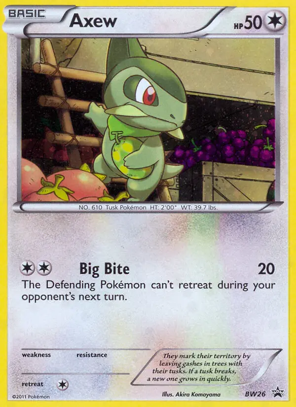 Axew Common Pokemon card #BW26 from BW Black Star Promos