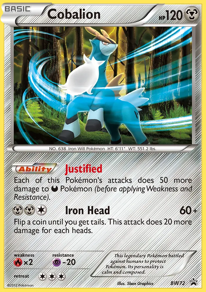 Cobalion Common Pokemon card #BW72 from BW Black Star Promos