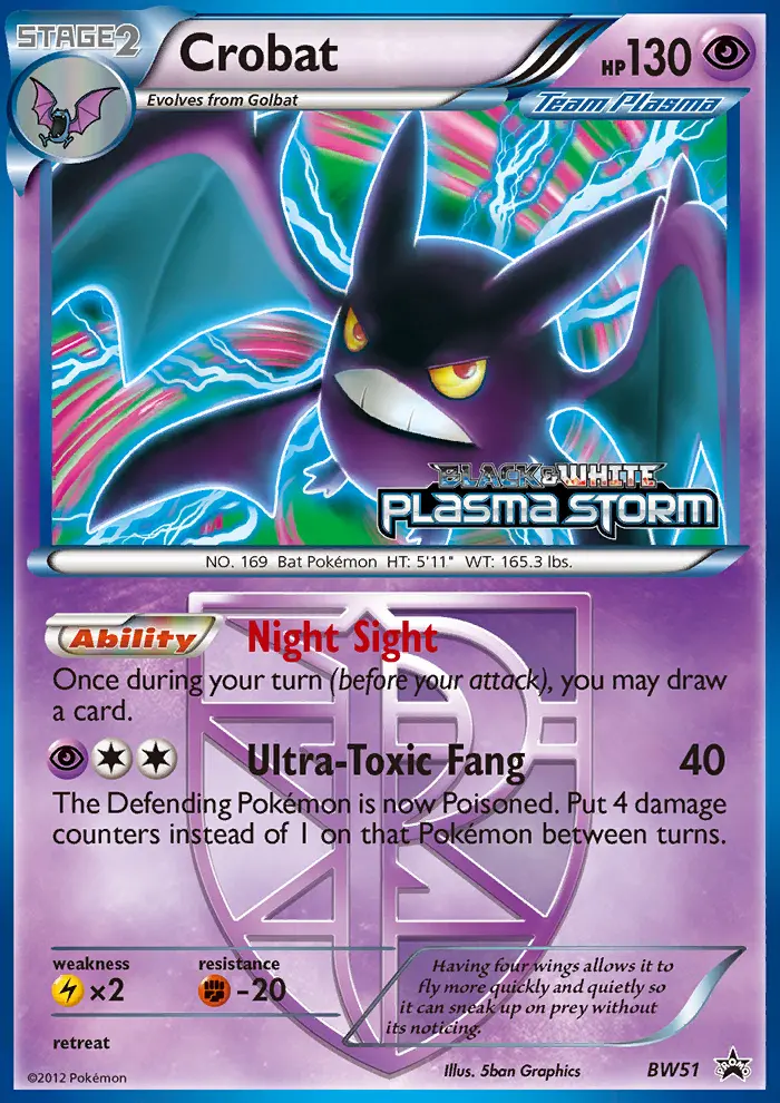 Crobat Rare Pokemon card #BW51 from BW Black Star Promos