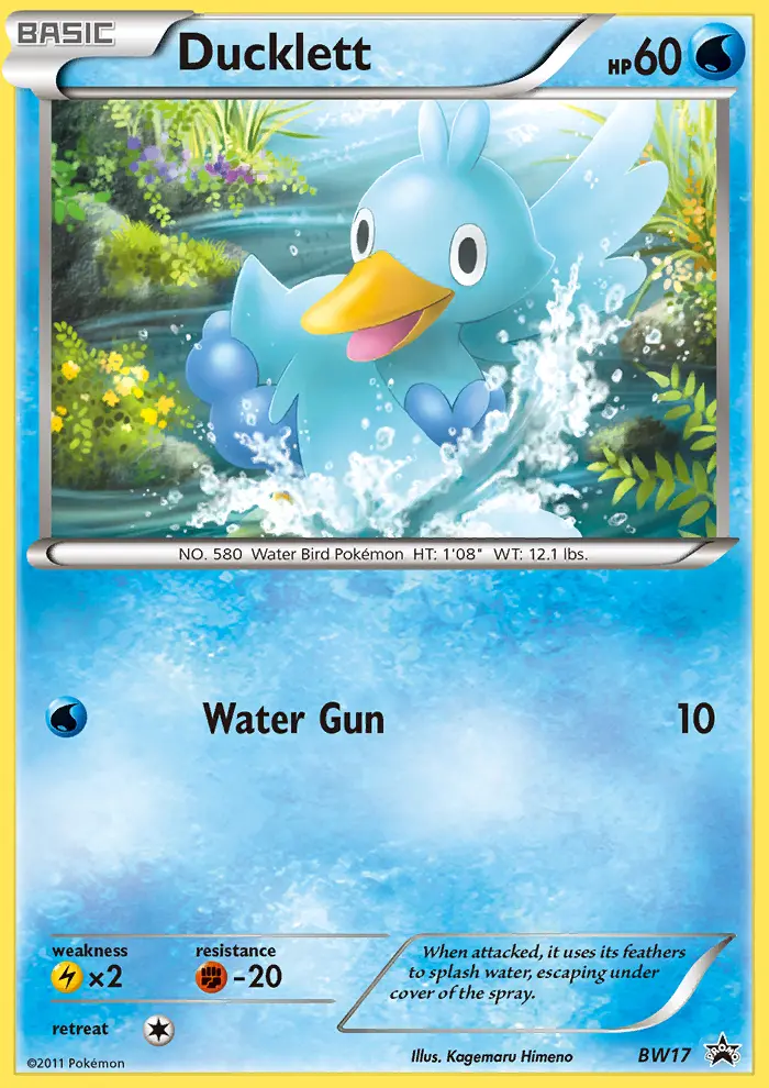Ducklett Common Pokemon card #BW17 from BW Black Star Promos