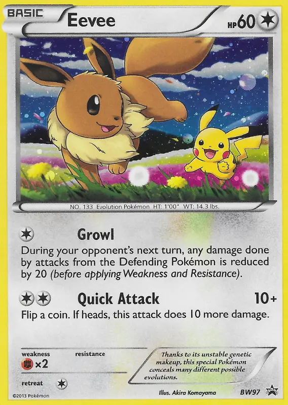 Eevee Common Pokemon card #BW97 from BW Black Star Promos