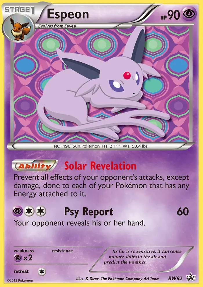 Espeon Common Pokemon card #BW92 from BW Black Star Promos