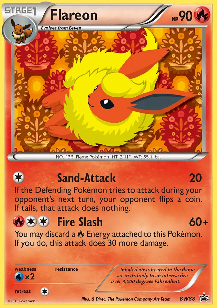 Flareon Common Pokemon card #BW88 from BW Black Star Promos