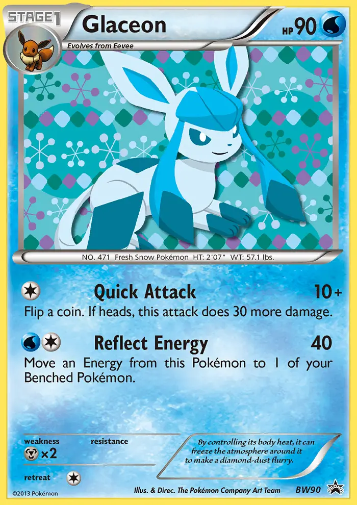 Glaceon Common Pokemon card #BW90 from BW Black Star Promos