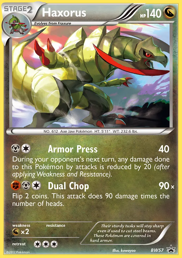 Haxorus Common Pokemon card #BW57 from BW Black Star Promos