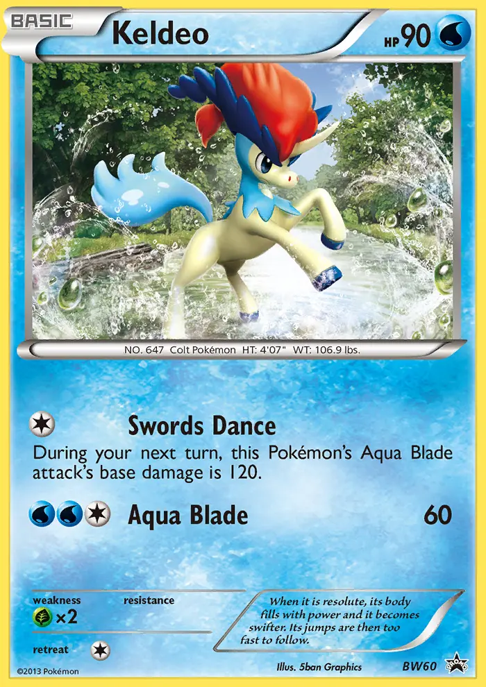 Keldeo Common Pokemon card #BW60 from BW Black Star Promos