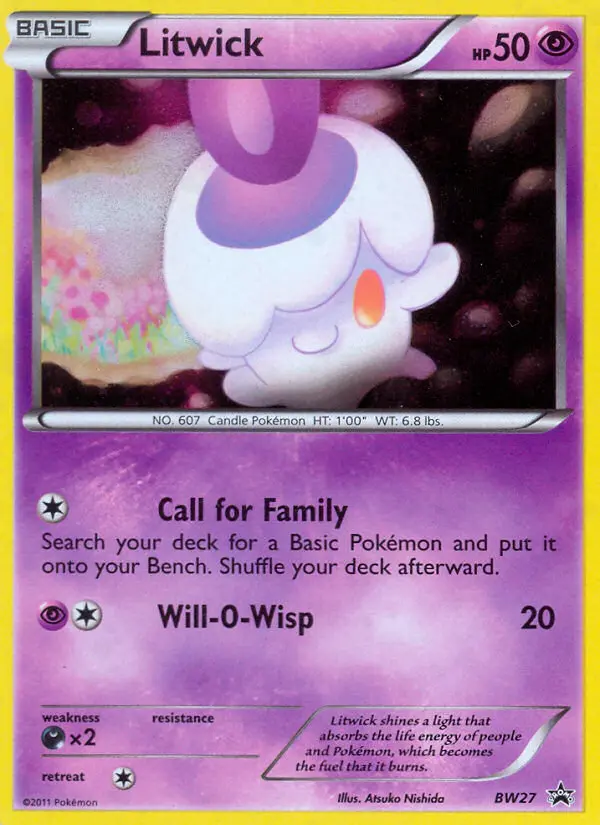 Litwick Common Pokemon card #BW27 from BW Black Star Promos