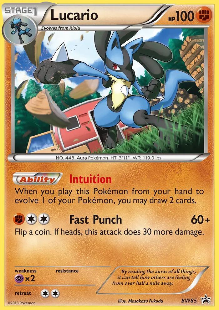 Lucario Common Pokemon card #BW85 from BW Black Star Promos