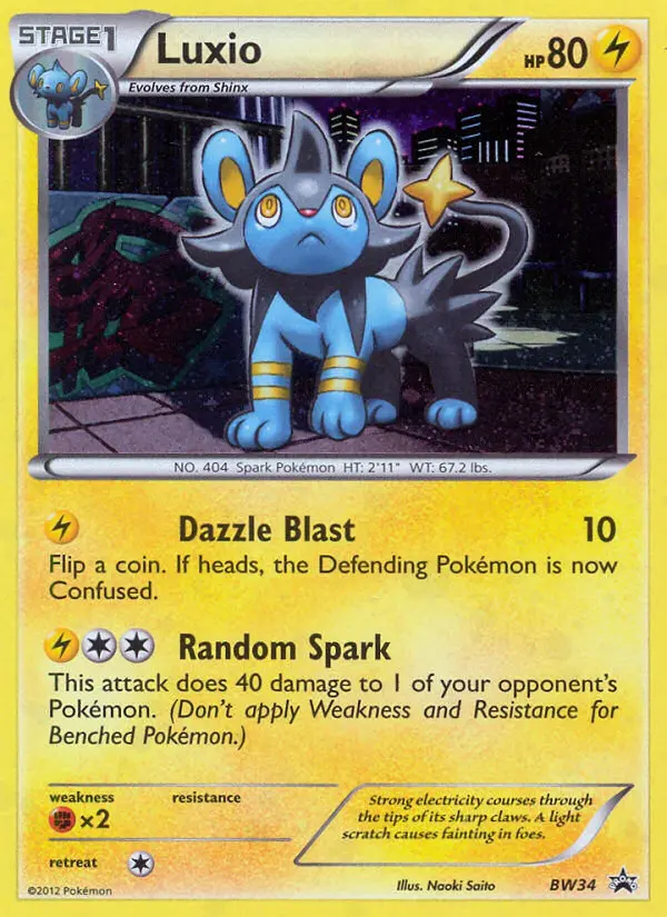 Luxio Common Pokemon card #BW34 from BW Black Star Promos