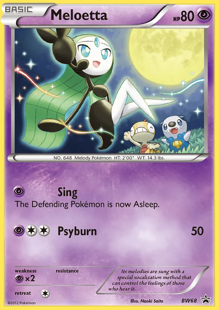 Meloetta Common Pokemon card #BW68 from BW Black Star Promos
