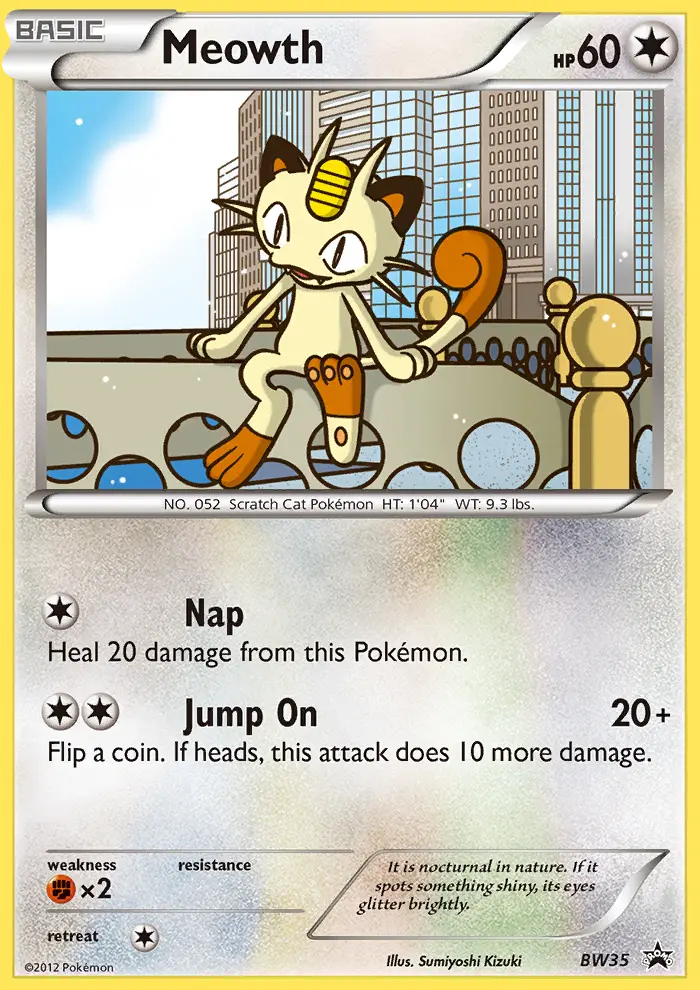 Meowth Common Pokemon card #BW35 from BW Black Star Promos