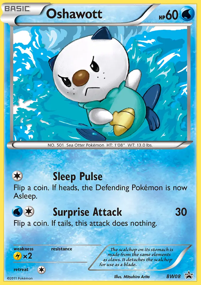 Oshawott Common Pokemon card #BW08 from BW Black Star Promos