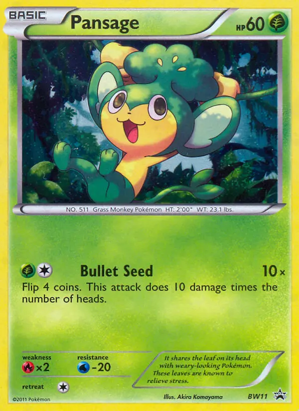 Pansage Common Pokemon card #BW11 from BW Black Star Promos
