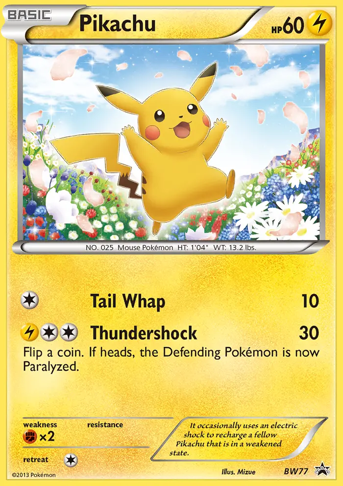 Pikachu Common Pokemon card #BW77 from BW Black Star Promos
