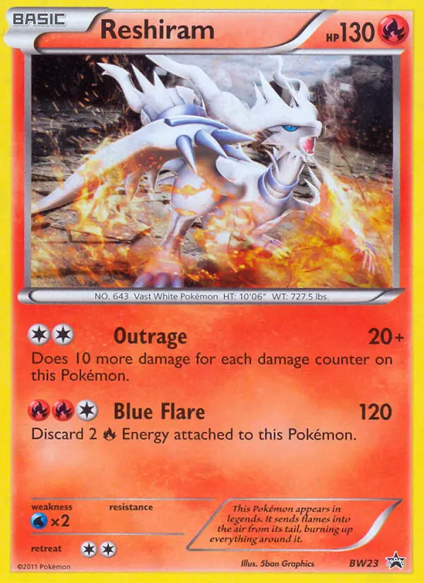 Reshiram Rare Pokemon card #BW23 from BW Black Star Promos