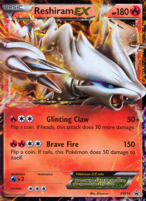 Reshiram-EX Rare Pokemon card #BW36 from BW Black Star Promos