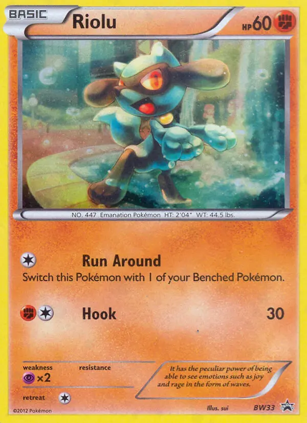Riolu Common Pokemon card #BW33 from BW Black Star Promos