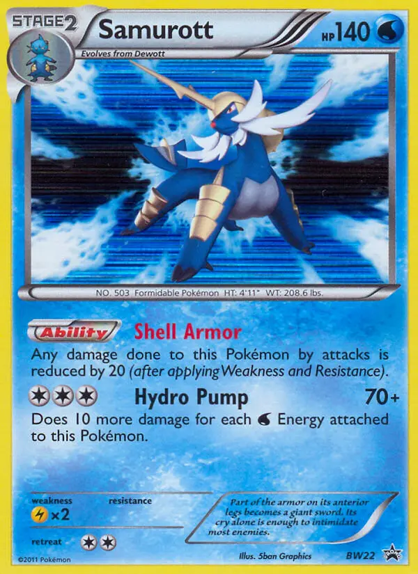 Samurott Rare Pokemon card #BW22 from BW Black Star Promos
