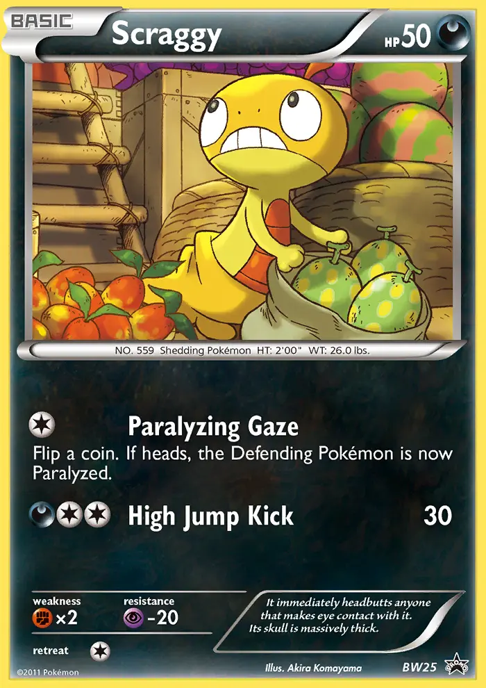 Scraggy Common Pokemon card #BW25 from BW Black Star Promos