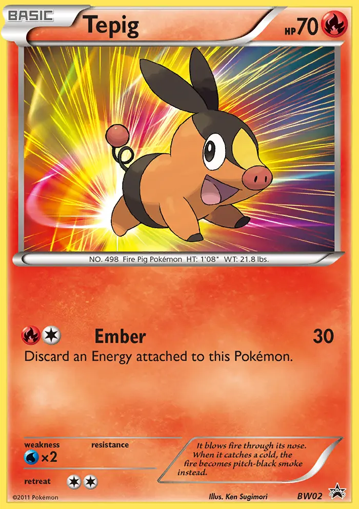 Tepig Common Pokemon card #BW02 from BW Black Star Promos