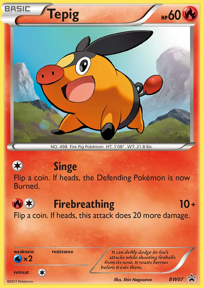 Tepig Common Pokemon card #BW07 from BW Black Star Promos