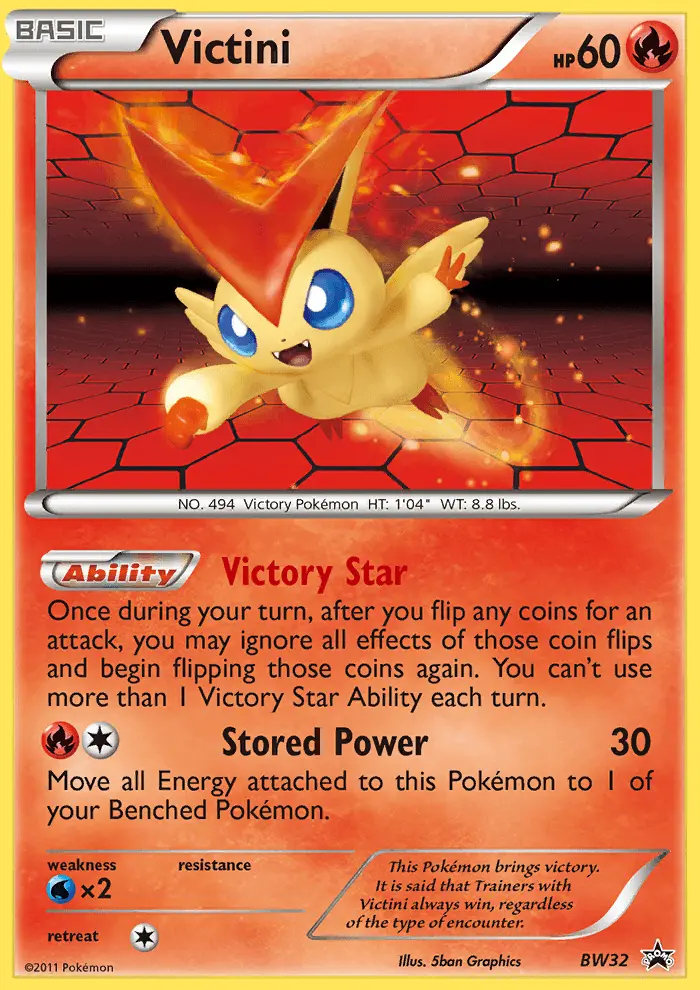 Victini Common Pokemon card #BW32 from BW Black Star Promos
