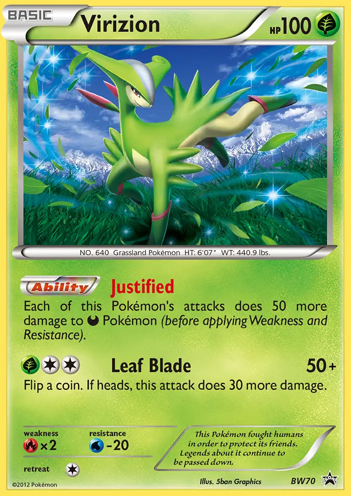 Virizion Common Pokemon card #BW70 from BW Black Star Promos